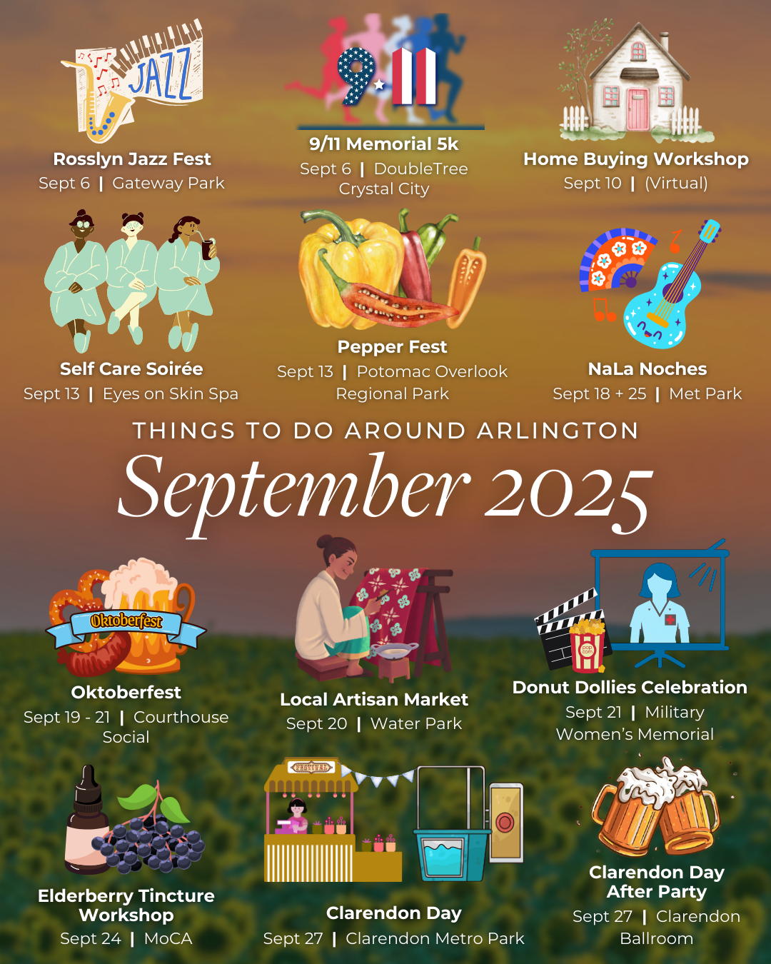 Jazz Fest Oktoberfest Arlington artisan markets Arlington family events